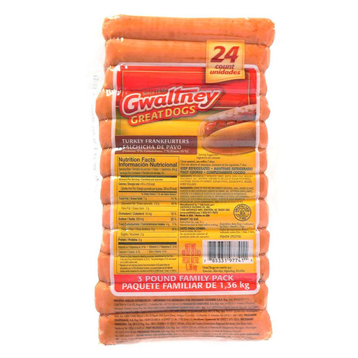 [057272] Salchicha Pavo Gwaltney 24 Unidades 1.36Kg