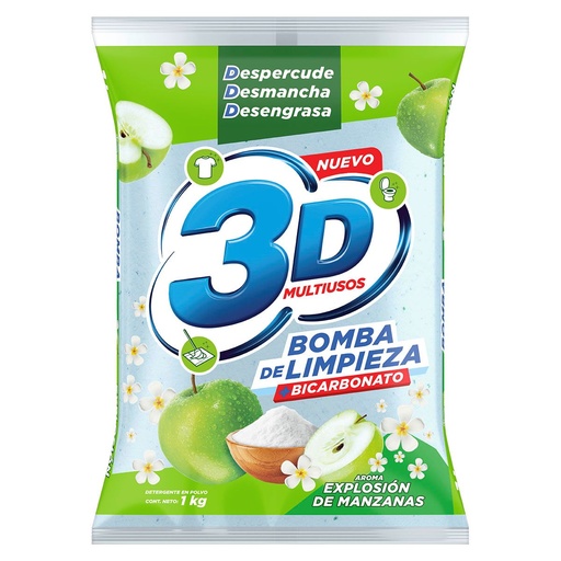 [057430] Detergente En Polvo 3D Multiusos Explosión De Manzanas 1Kg