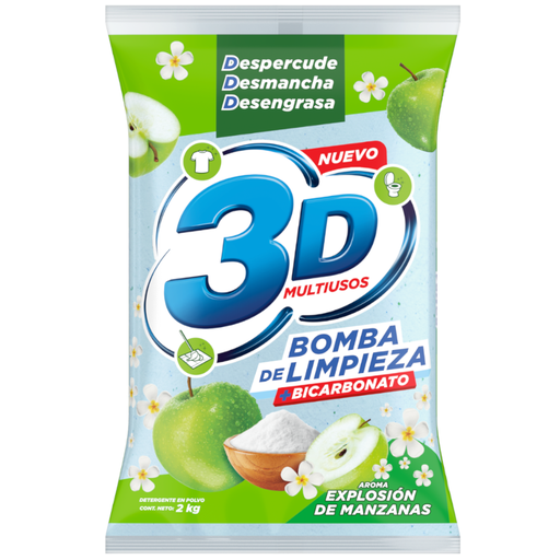 [057431] Detergente En Polvo 3D Multiusos Explosión De Manzanas 2Kg