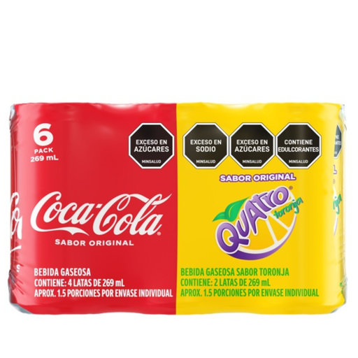 [057465] Coca Cola Sabor Original Lata 269Ml 4 Unidades + Quatro Toronja Lata 269Ml 2 Unidades