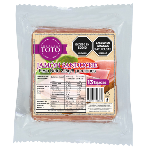[057468] Jamón Sanduche Toto 225Gr