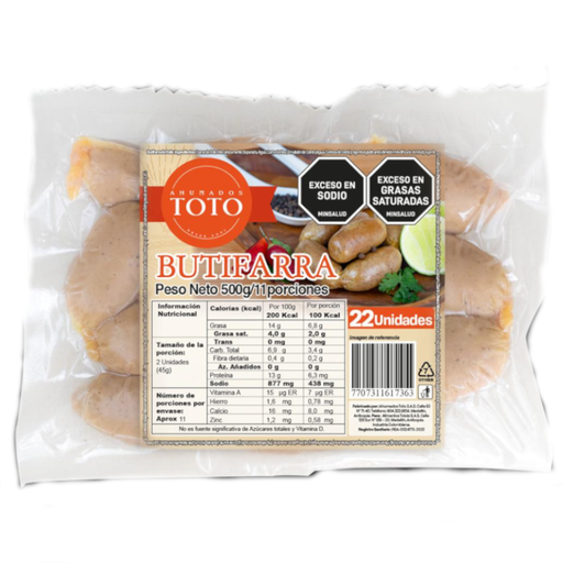 [057470] Butifarra Toto 22 Unidades 500Gr