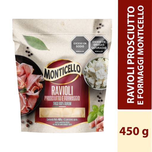 [057477] Ravioli  Prosciutto E Formaggio Monticello Jamón Y Queso 450Gr