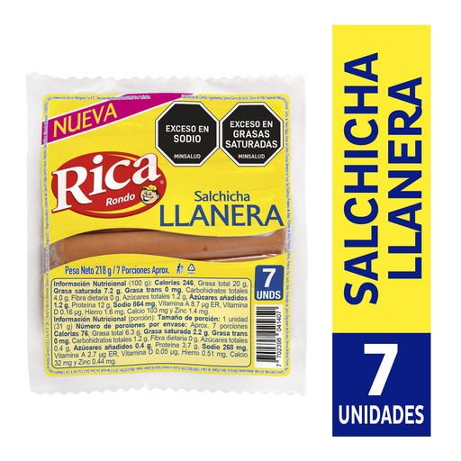 [057478] Salchicha Llanera Rica 7 Unidades 218Gr