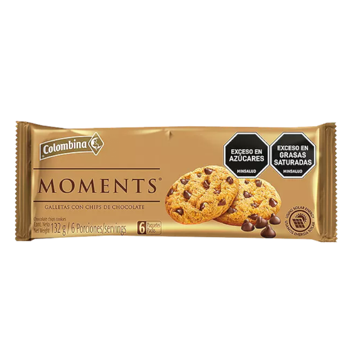 [047168] Galletas Moments Chips Chocolate 6 Paquetes 132Gr
