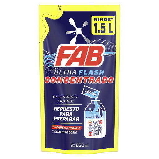 [057500] Detergente Líquido Fab Ultra Flash Concentrado Doypak 250Ml