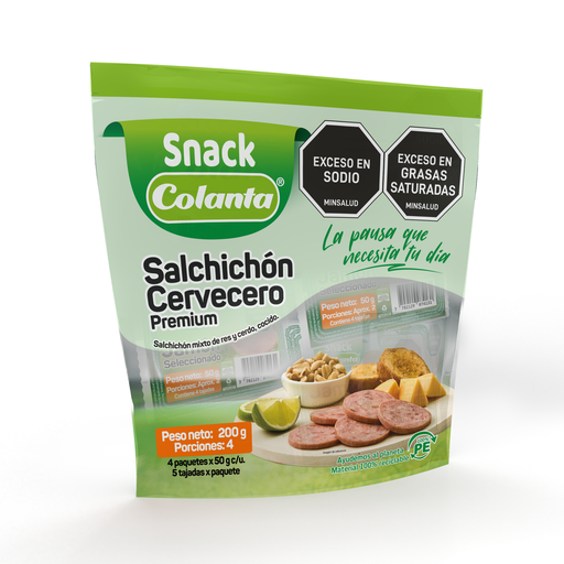 [057508] Snack Salchichón Cervecero Tajado Colanta 4 Unidades 50Gr
