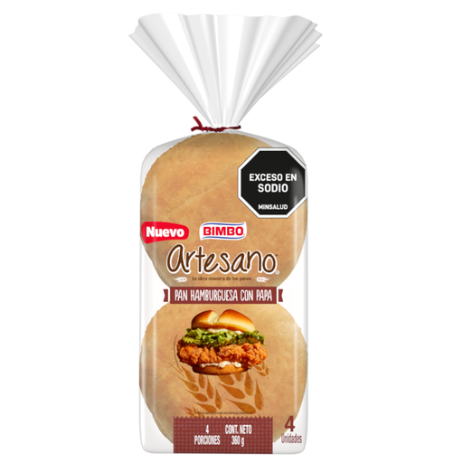 [057517] Pan Hamburguesa Con Papa Artesano Bimbo 4 Unidades 360Gr