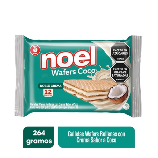 [057534] Galletas Wafers Noel Coco 12 Paquetes 264Gr