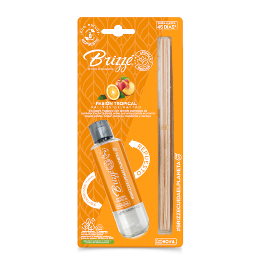 [057563] Ambientador Brizze Palitos De Rattán Repuesto Pasión Tropical 60Ml