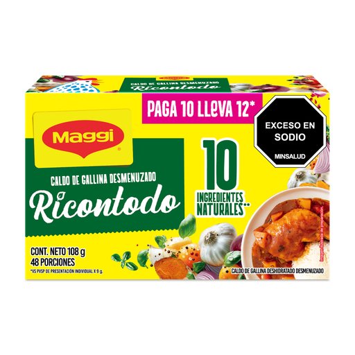 [057685] Caldo Maggi Ricontodo Pague 10 LLeve 12 Sobres 108Gr