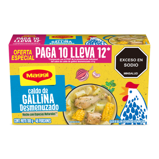 [057688] Caldo Gallina Maggi Especias Naturales  Desmenuzado 108Gr Pague 10 Lleve 12