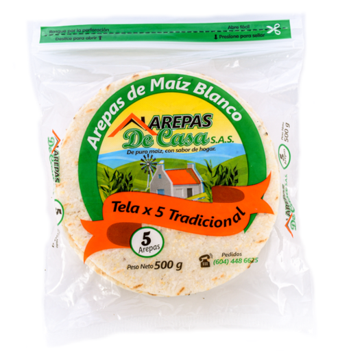 [057705] Arepa De Maiz Blanca De Casa 5 Unidades 500Gr