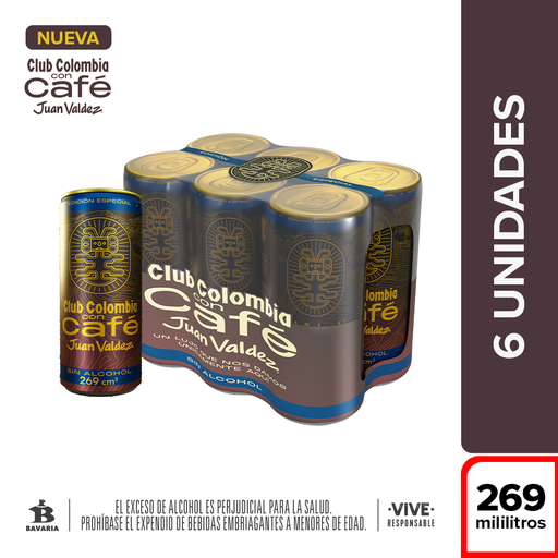[057708] Cerveza Club Colombia Con Café Juan Valdez 6 Unidades 269Ml