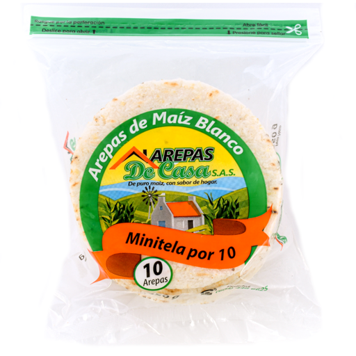 [057710] Arepa De Maiz Blanca Minitela De Casa 10 Unidades 650Gr