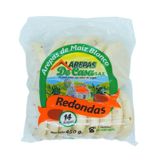 [057711] Arepa De Maíz Blanca Redonda De Casa 14 Unidades 450Gr