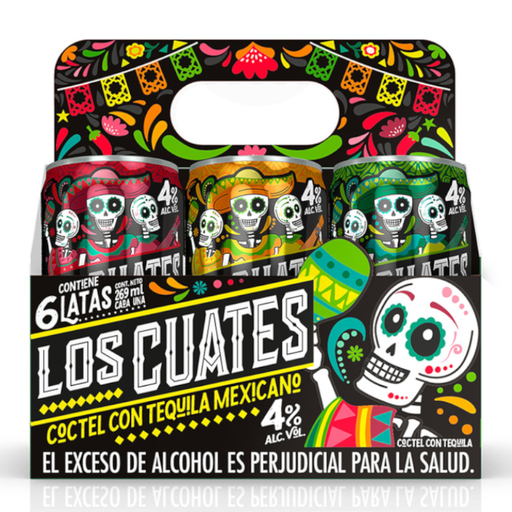 [057792] Coctel Con Tequila Mexicano Los Cuates Surtido Lata 6 Unidades 269Ml