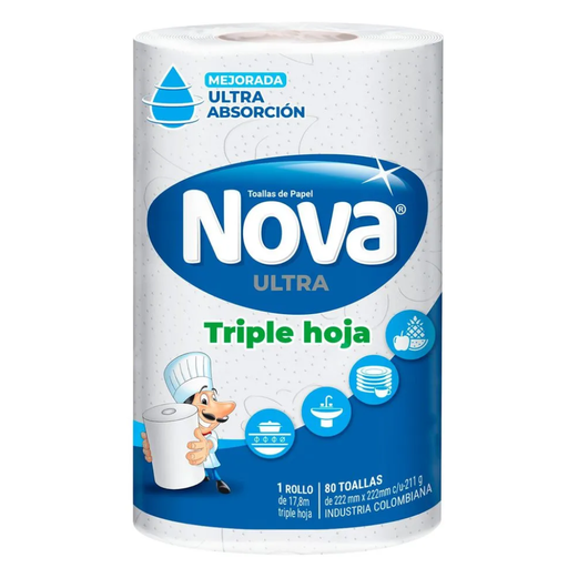 [057816] Toalla Cocina Nova Ultra Triple Hoja 1 Rollo 80 Toallas