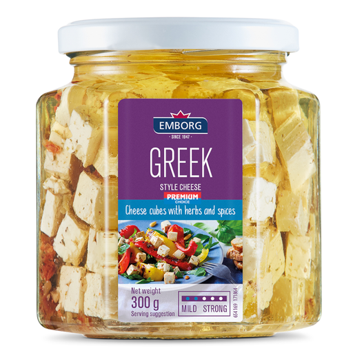 [057843] Cubos De Queso Griego Con Hierbas Y Especias Emborg 300Gr