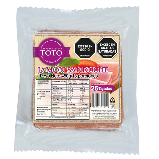 [049733] Jamón Sanduche Toto 450Gr
