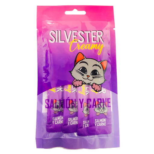 [057873] Snack Creamy Silvester Salmón Y Carne 4 Unidades 48Gr