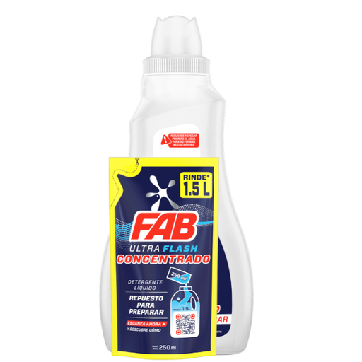 [057902] Detergente Líquido Fab Ultra Flash Concentrado Doypak 250Ml + Botella