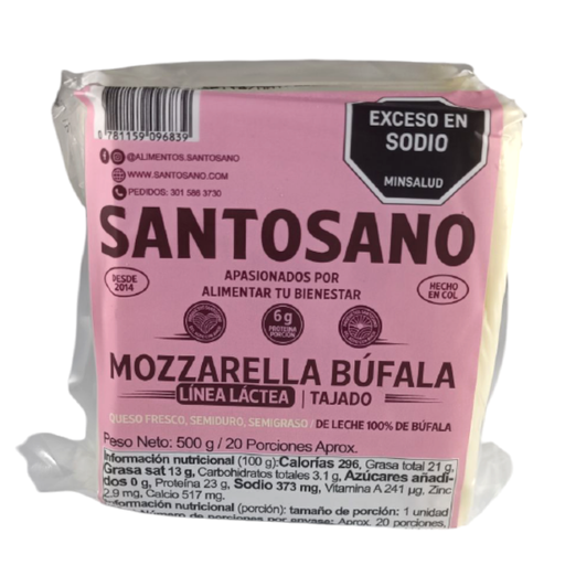 [057989] Queso Mozarella Búfala Tajado Santosano 500Gr