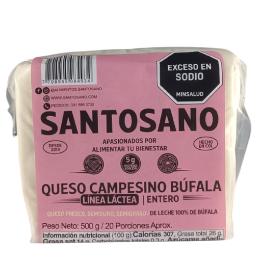 [057990] Queso Mozarella Búfala Entero Santosano 500Gr