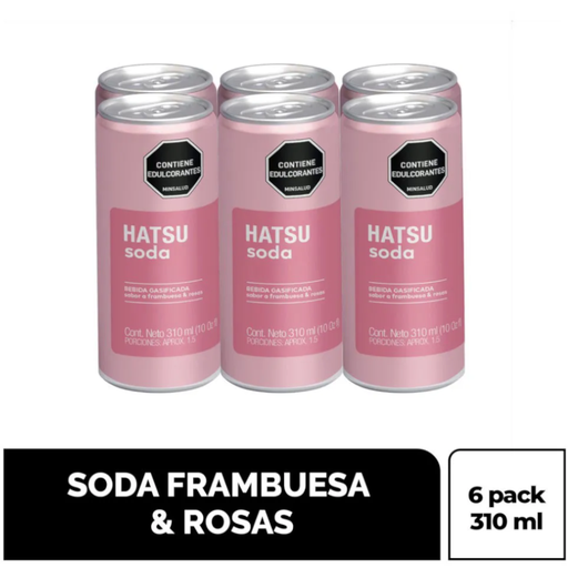 [058021] Soda Hatsu Frambuesa Y Rosas Lata 6 Unidades 310Ml