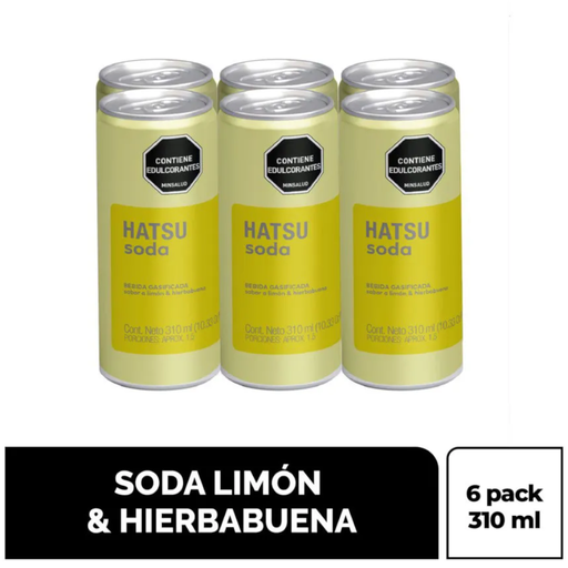 [058025] Soda Hatsu Limón Hierbabuena Lata 6 Unidades 310Ml