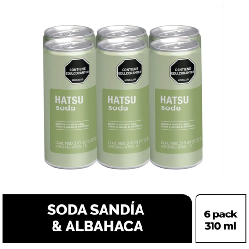 [058026] Soda Hatsu Sandía Y Albahaca Lata 6 Unidades 310Ml