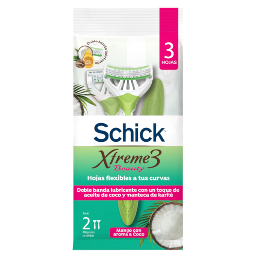 [058132] Maquina Afeitar Schick Extreme3 Beauty Mujer 2 Unidades