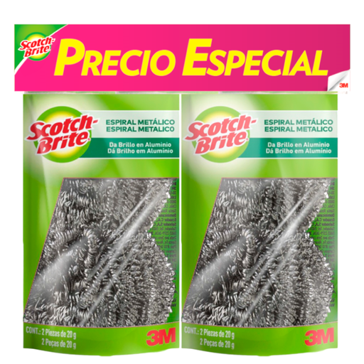 [058127] Esponja Espiral Metálico Scotch Brite Laminada 20Gr 4 Unidades