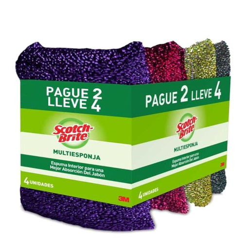 [058128] Multiesponja Scotch Brite Colores Pague 2 LLeve 4