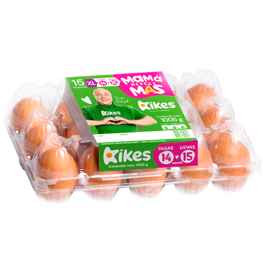 [058143] Huevos AAA Rojo  Kikes XL Paga 14 LLeva 15 Unidades