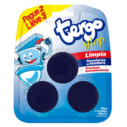 [042439] Limpiador Tergo Glop Pino Para Inodoro 48Gr 3 Unidades