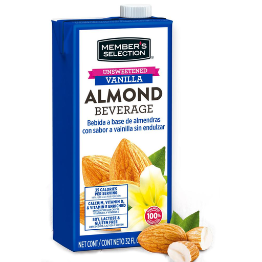 [058174] Bebida  Almendras Member Selection Vainilla Sin Endulzar Tetrapack 946Ml