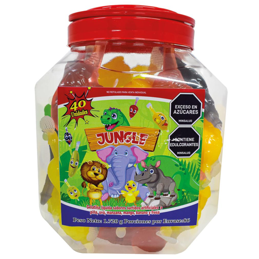 [058185] Gelatina Liquida Jungle Sabores Surtidos 40 Unidades 1720Gr
