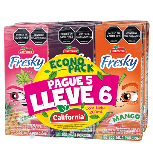 [047224] California Fresky Surtido Tetrapack 200Ml Pague 5 LLeve 6 Unidades