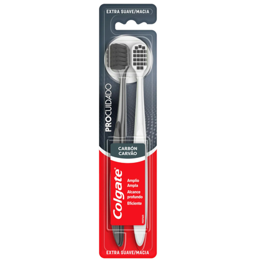 [058256] Cepillo Dental Colgate Carbón Extra Suave 2 Unidades