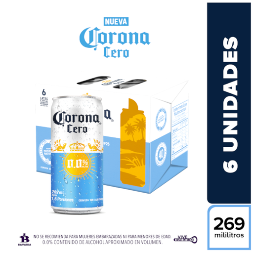 [058267] Cerveza Corona Cero Extra Lata 269Ml 6 Unidades