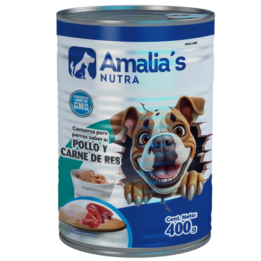[058318] Conservas Para Perros Amalia's Nutra Pollo Y Carne Lata 400Gr