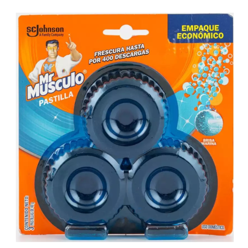 [050724] Limpiador Mr Musculo Azul Pastilla 3 Unidades 40Gr