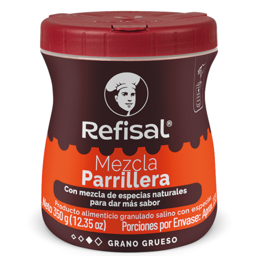 [058348] Sal Mezcla Parrillera Con Especias Naturales Refisal Barril  350Gr