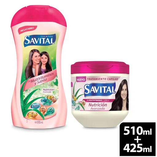 [058373] Shampoo Savital Multivitaminas Y Sábila 510Ml + Tratamiento 425Ml