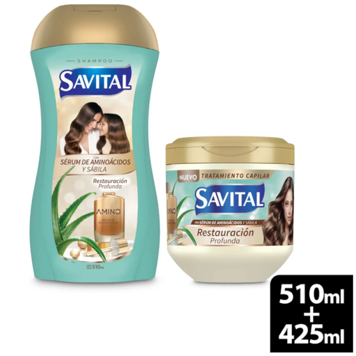 [058374] Shampoo Savital Sérum De Aminoácidos Y Sábila 510Ml + Tratamiento 425Ml