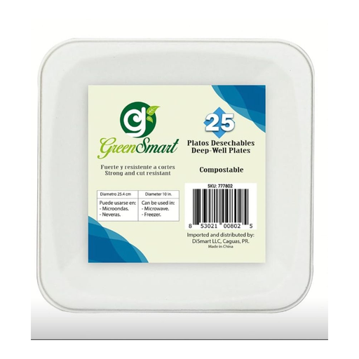 [058379] Plato Cuadrado Greensmart Compostable 24.5cm 25 Unidades