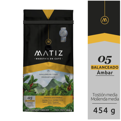 [058382] Café Matiz Ambar Balanceado Tostado Y Molido Bolsa 454Gr