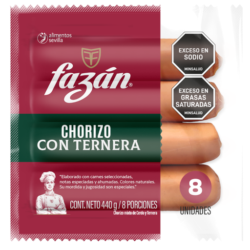 [058455] Chorizo Con Ternera Fazán 8 Unidades 440Gr