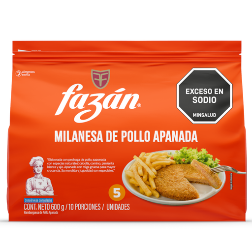 [058460] Milanesa Pollo Apanada Fazán 5 Unidades 600Gr
